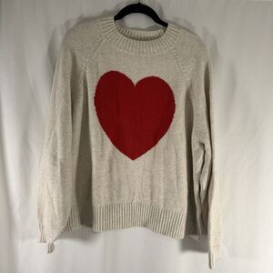 Old Navy Heart Sweater Women's XL So Soft Valentines Day Pullover Knit Cotton Bl